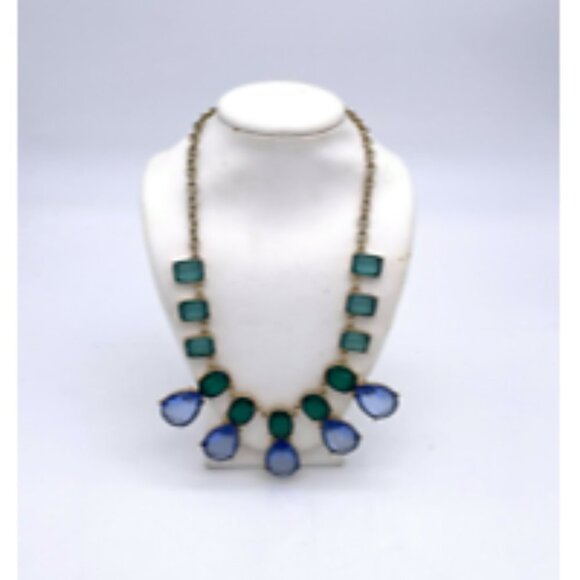 Ann Taylor Women's Crystals Gold Tone Chain Statement Necklace Lobster Closure - Picture 2 of 4